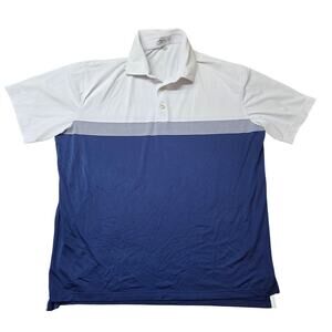 Peter Millar Polo Shirt Mens Size Large Summer Comfort Golf Stretch Blue White